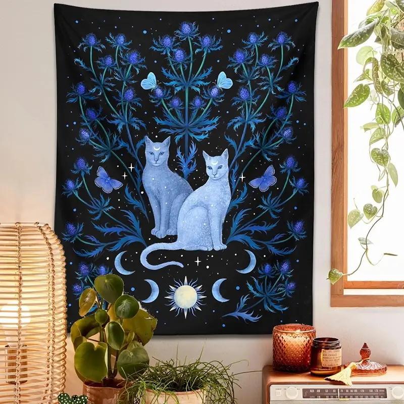 Decorative Cat Pattern Tapestry for Ramadan Decor, 1 Count Modern Hanging Blanket, Mean Girls Decorations, Wall Art Poster for Home Bedroom Living Room, Happy Ramadan Decorations, Bedroom Accessories