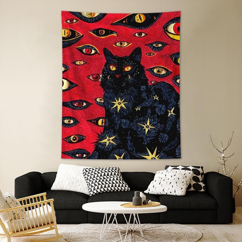 Cat Pattern Tapestry for Mean Girls Decorations, Cartoon Pattern Hanging Blanket, Wall Hanging Decor for Home Living Room Bedroom, Trendy Decorations, Summer Gifts