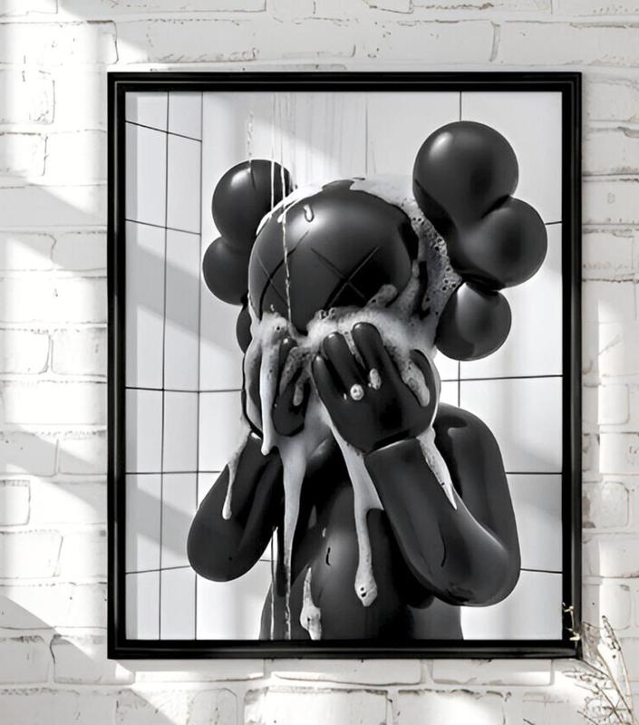 Kaws In Shower Hypbeast Poster - Art For Shower Wall Art, Washroom Wall Decor, Graffiti Kaws Wall Art, Poster no Frame Photo Artistic