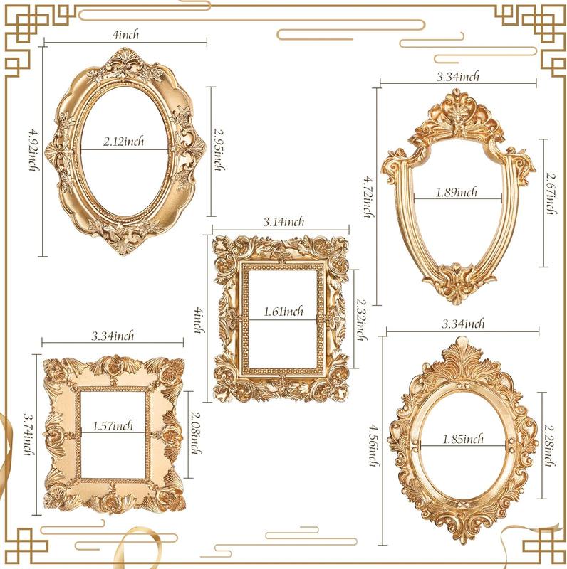 5 Pcs Vintage Resin Picture Frame Antique Photo Frame Resin Wall Hanging Photo Frame Decor