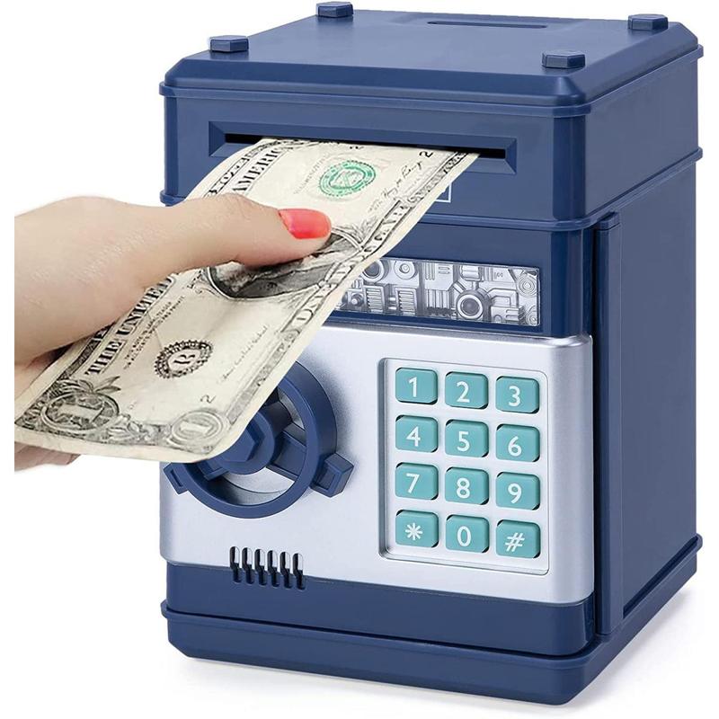 Kids Safe Deposit Box, 1 Count Automatic Rolling Money Saving Box, Saving Challenge Piggy Bank for Boys & Girls, Kids Toys, Birthday Gifts for Kids, Fall Decor (battery Not Included), Home Decor,  Childlike Toys