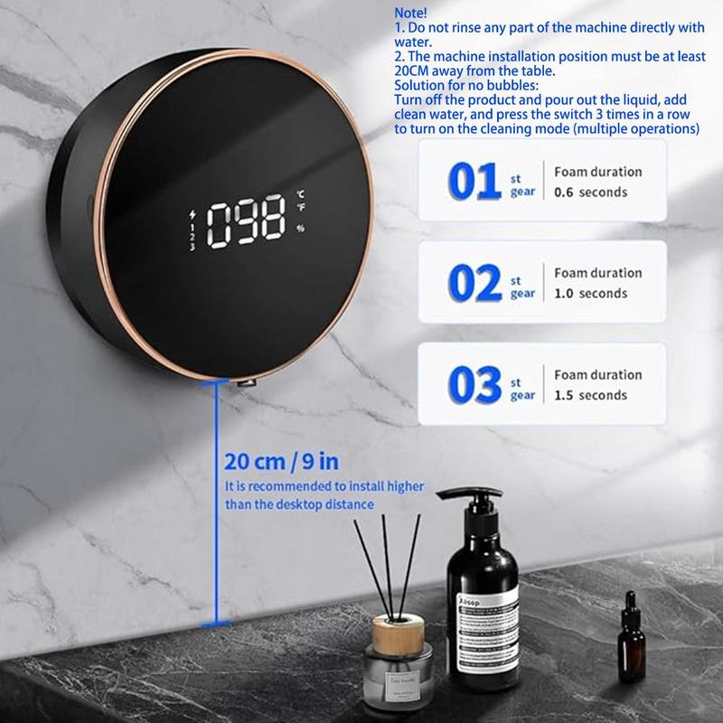 Wall Mounted Automatic Soap Dispenser, 1 Count Touchless Auto Foaming Soap Dispenser, Electric Smart Soap Dispenser for Bathroom Kitchen