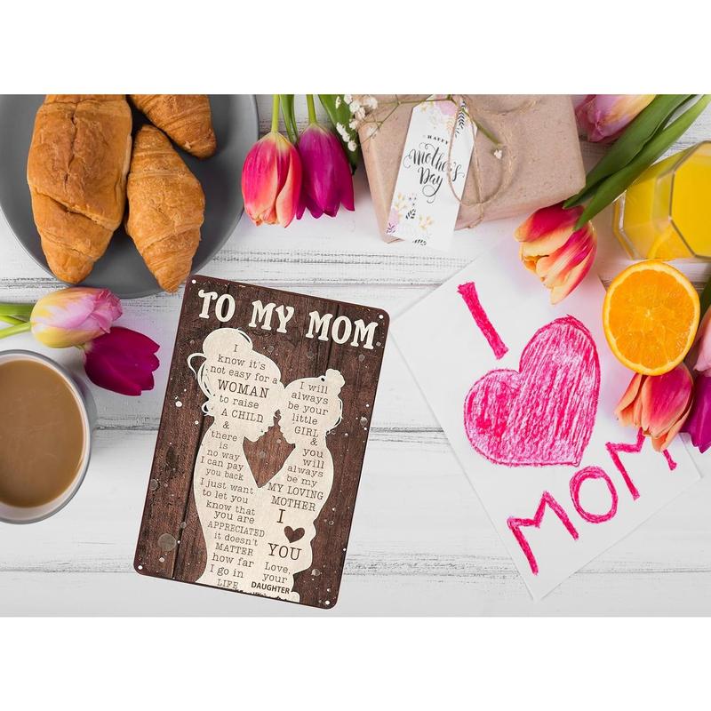 To My Mom Sign I Love You Mom Gift From Daughter Perfect For Home Office Bedroom Kitchen Women Shed Decor 12