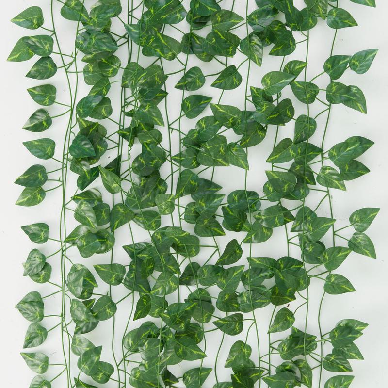 Artificial Ivy Garland Leaf Vine, 12pcs Hanging Green Leaves Fake Plant, Vine for Room Wedding Party Garden Wall Outdoor Greenery Home Office Decor