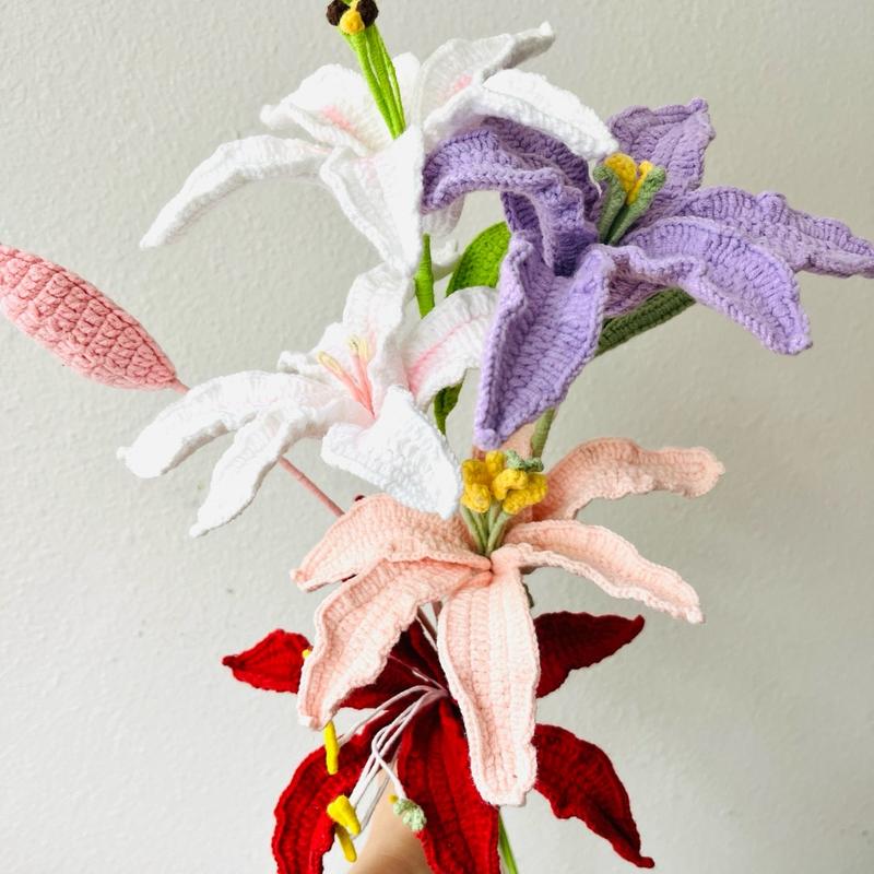 christmas gift+thanksgiving gift+ crochet lily,crochet flower+crochet bouquet+handmade flower+forever flower+birthday gift+creative gift+ Housewarming Present + Marriage Proposal Gift+ Gift for Friends and Family Decor Decorative