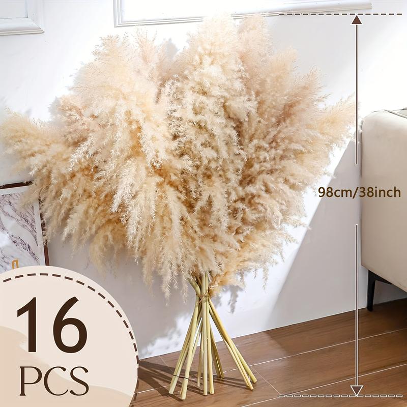 16 Pcs 38 Inch Extra Tall Pampas Grass Bouquet - Luxurious Fluffy Decor for Wedding, Party, Farmhouse, Bohemian Style, Restaurant, and Home Vase Decoration - Easy to Shape and Maintain, Long-Lasting, and Hypoallergenic