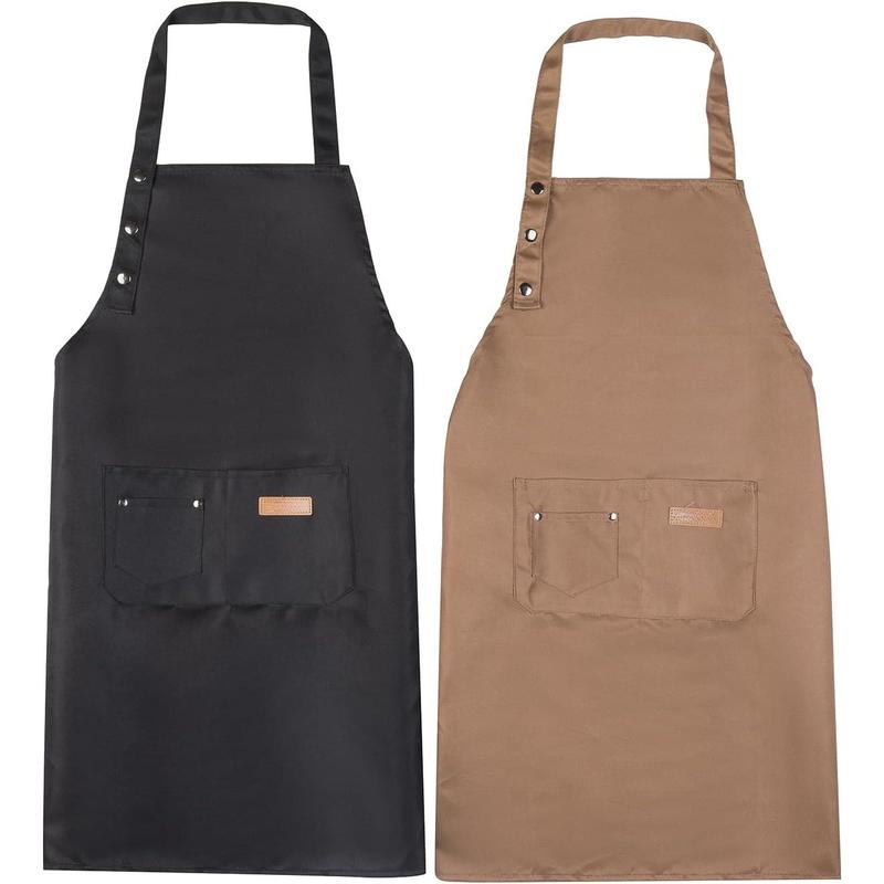 2 Pack Kitchen Apron with Hand Wipe,Water-drop Resistant with 2 Pockets Cooking Bib Aprons for Women Men Chef