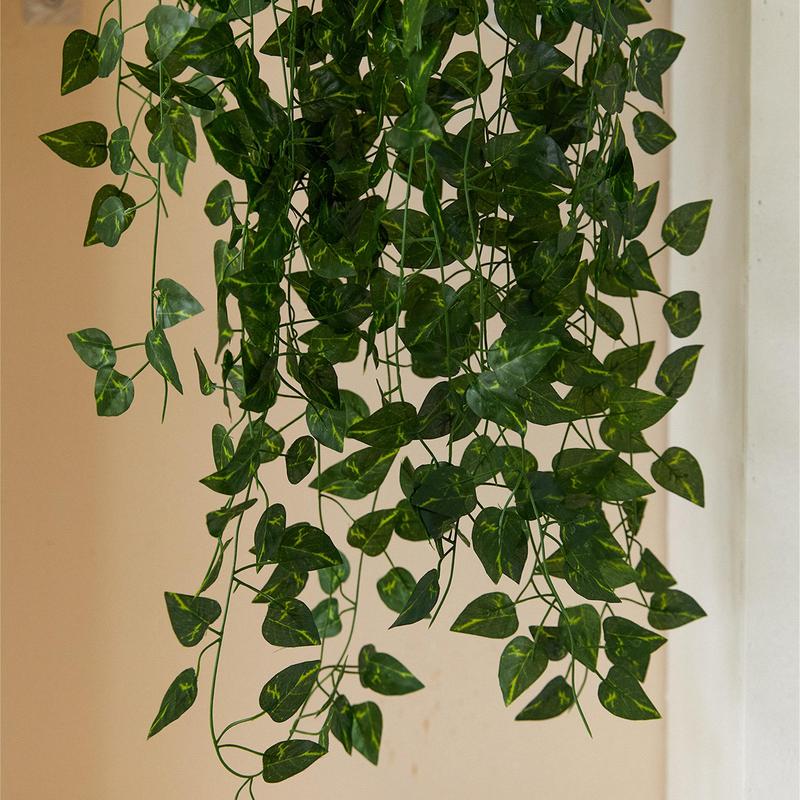 Artificial Ivy Garland Leaf Vine, 12pcs Hanging Green Leaves Fake Plant, Vine for Room Wedding Party Garden Wall Outdoor Greenery Home Office Decor