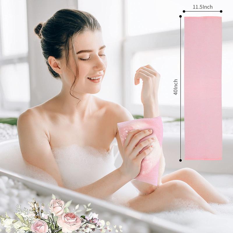 Exfoliating Towels [3 Pack], Japanese Exfoliating Bath Towels (for Body Exfoliation), Korean Back Scrubber (for Shower), African Mesh Sponge Brush Loofah Exfoliator (3 Colors)