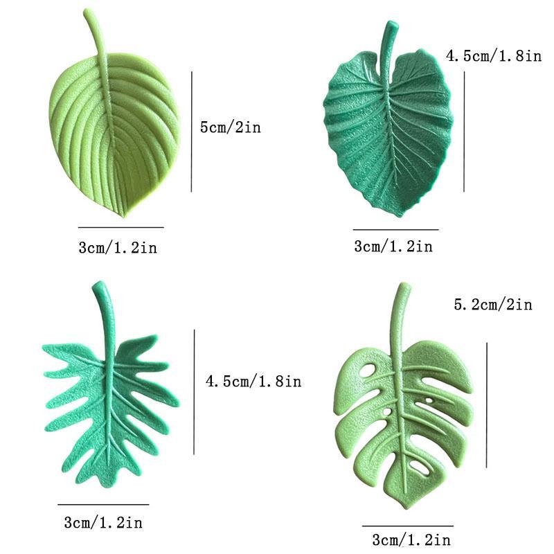 Spring Decor Leaf & Plant Pattern Fridge Magnet, 4pcs set Modern Leaf Shaped Refrigerator Sticker For Home Decor, Creative Tropical Leaf Design Magnet For Refrigerator