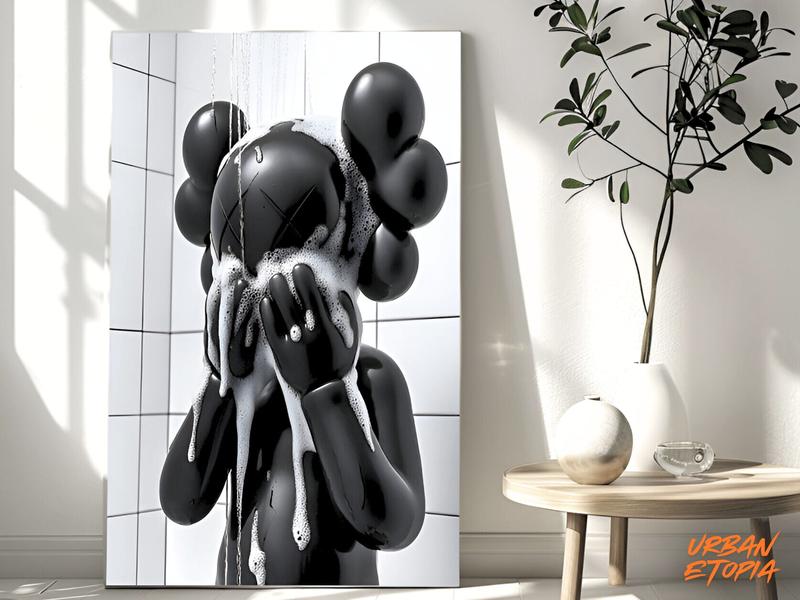 Kaws In Shower Hypbeast Poster - Art For Shower Wall Art, Washroom Wall Decor, Graffiti Kaws Wall Art, Poster no Frame Photo Artistic