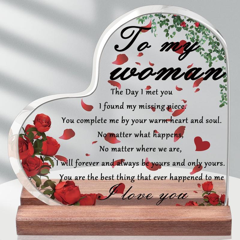 Gift for Her Him Anniversary Day, Heart Acrylic Plaque Signs, Wedding Valentines Day Gift for Girlfriend, Wife, Husband, Boyfriend