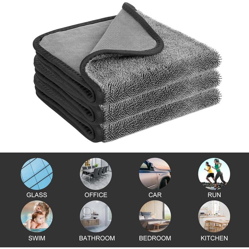 Shower Cleaning Cloths, 3pcs Absorbent Microfiber Bath Towels, Drying Towels for Bathroom, Cars, Windows, Home and Office Cleaning