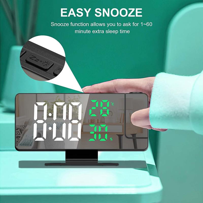 Projection Alarm Clock, 1 Count 7.8 Inch Large Digital Clock with 180° Projector, USB Charging Clocks, Room Decor, Dorm Essentials, Summer Essentials