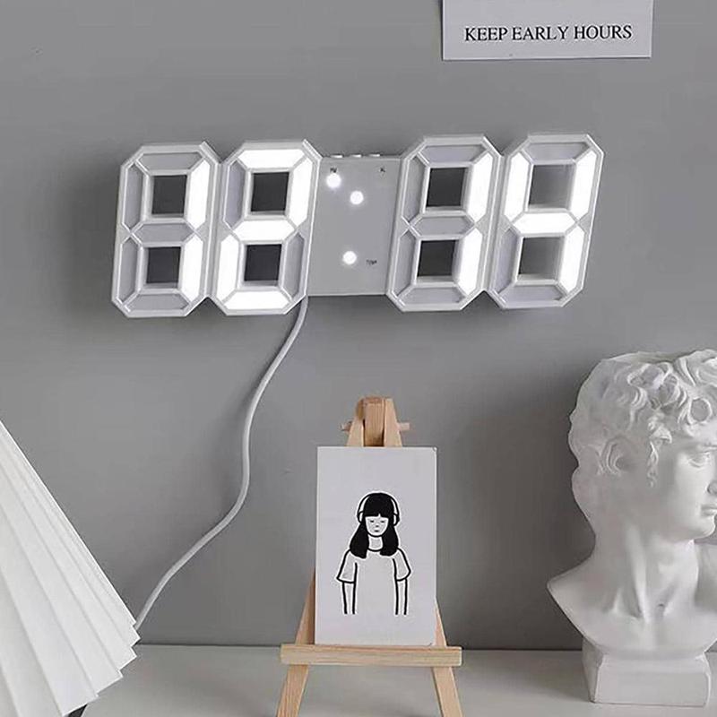 Ramadan Festival Ornament, LED Digital Alarm Clock,1 Count 3D Silent Wall Clock with Night Light, Modern Design Clock for Bedroom & Living Room