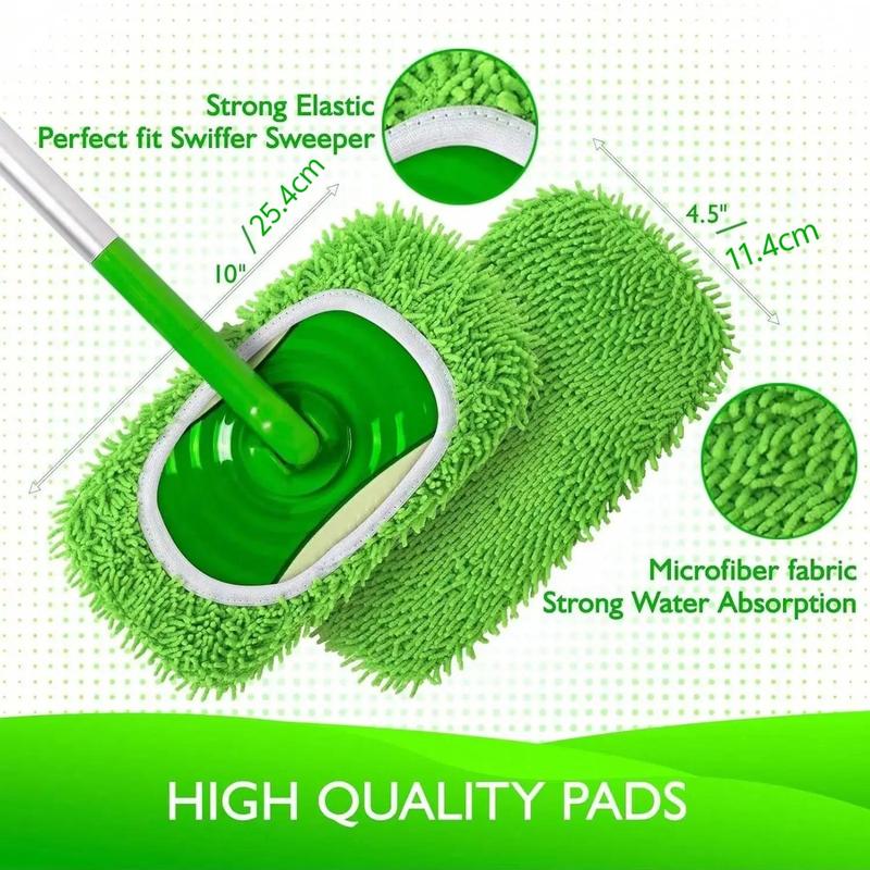 Reusable Wet Pads Refill without Handle for Swiffer Sweeper Mop, 1 3 4 6 Counts Dry Sweeping Cloths & Wet Mopping Cloths for Household Cleaning, Washable Microfiber Pads for Mopping Floors