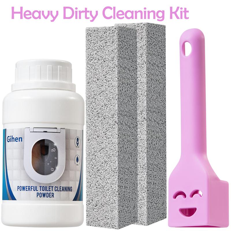 Powerful Toilet Bowl Cleaning Kit with 2 PCS Pumice Stone, Powerfully Cleans Hard Water Rings, Calcium Buildup and Stains, Suitable for Cleaning Toilet, Bathroom,Heavy Dirty Cleaning Kit Household