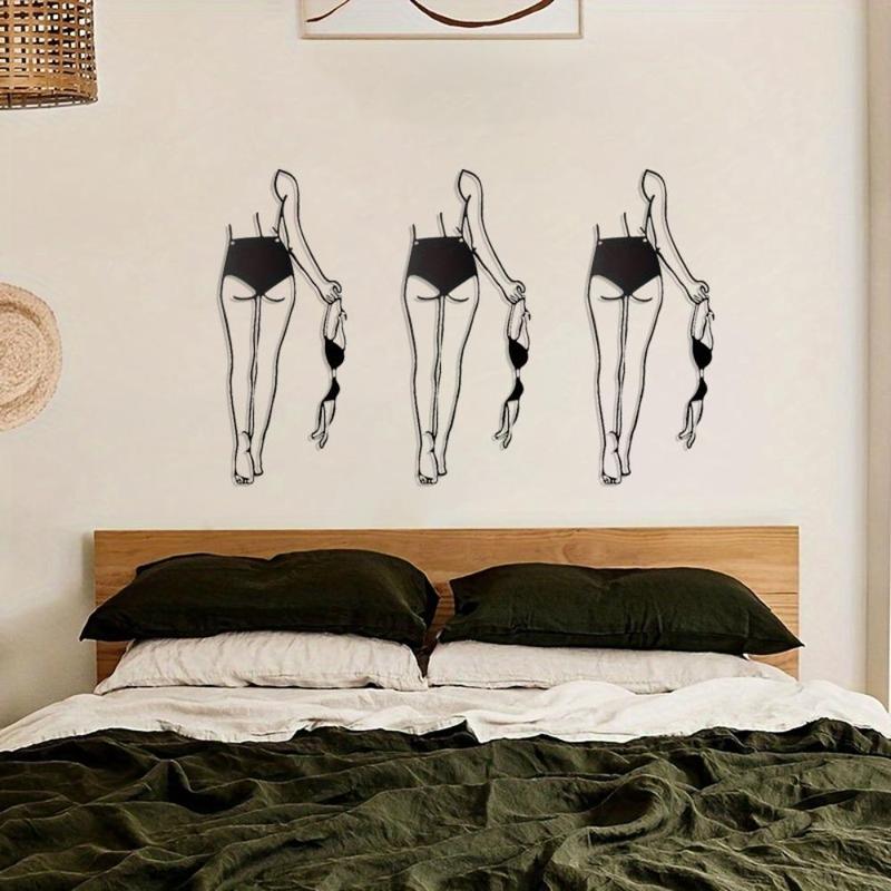 Women Figure Line Art Iron Wall Decor, 1 Piece Modern Abstract Character Line Art Decoration, Wall Art for Home Living Room Bedroom Decor