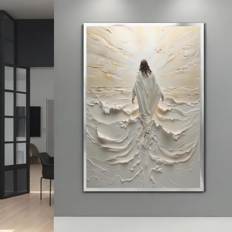 FRIENDS Abstract Jesus Walking On Water Poster No Frame, Spiritual Wall Decor, Divine Light Modern Art, Unique Gift