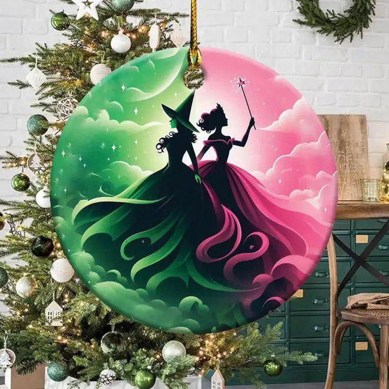 WICKED Ornament, Elphaba and Glinda Besties Ceramic Ornament, Witches Of Oz Wall Hanging, Wicked Musical Movie Fan Xmas Gift, Wickeds Merch, Wicked Movie