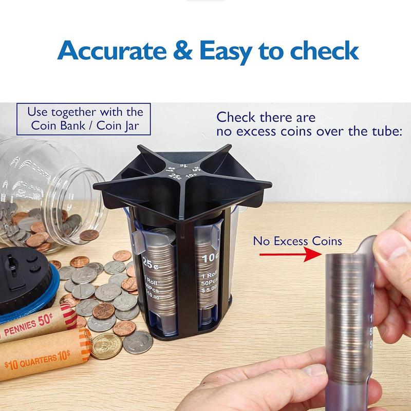 Coin Sorting Tube, Coin Counter, Fast & Accurate Coin Sorting Box, Convenient & Rapid Emptying Of The Piggy Bank for Home Office