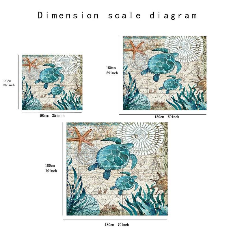 Turtle & Sea Pattern Tapestry, 1 Count Cute Wall Hanging Blanket, Wall Art Decor for Home Living Room Bedroom Study Room Office