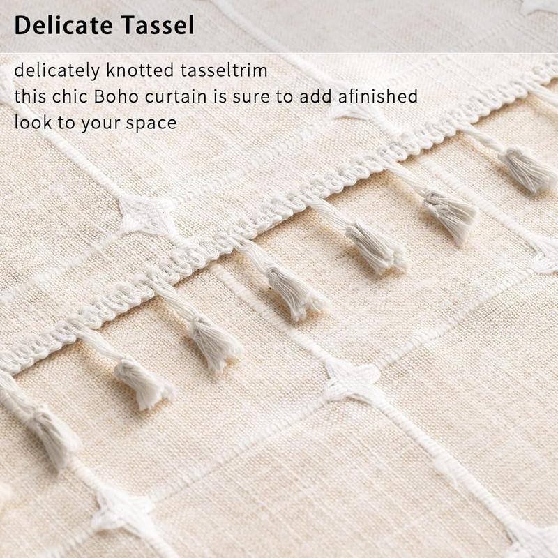 Shower Curtain for Bathroom Beige Linen Fabric Shower Curtains Set with 12 Hooks Thick Textured Extra Long 72x84