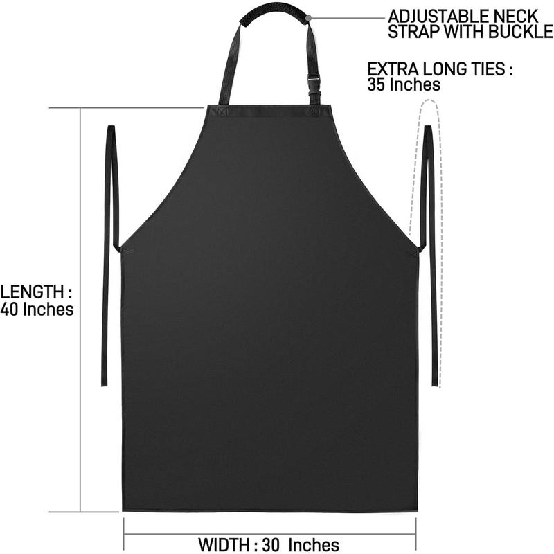 Waterproof Apron with Comfortable Adjustable Bib, Rubber Vinyl Dishwasher Apron for Men, Women. Heavy Duty Plastic Apron for Dishwashing Restaurant Dog Grooming  Resistant, Black