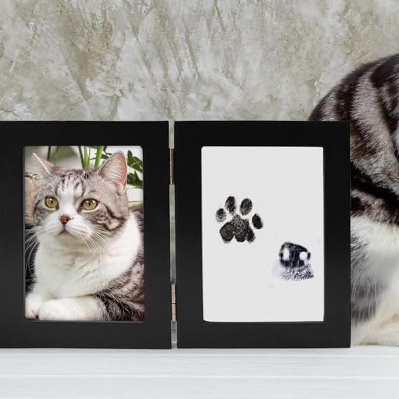 Wooden Photo Frame with 2 Counts Paper, 1 Count Foldable Pet Photo Frame, Pet Memorial Gift, Pet Supplies for Dog & Cat