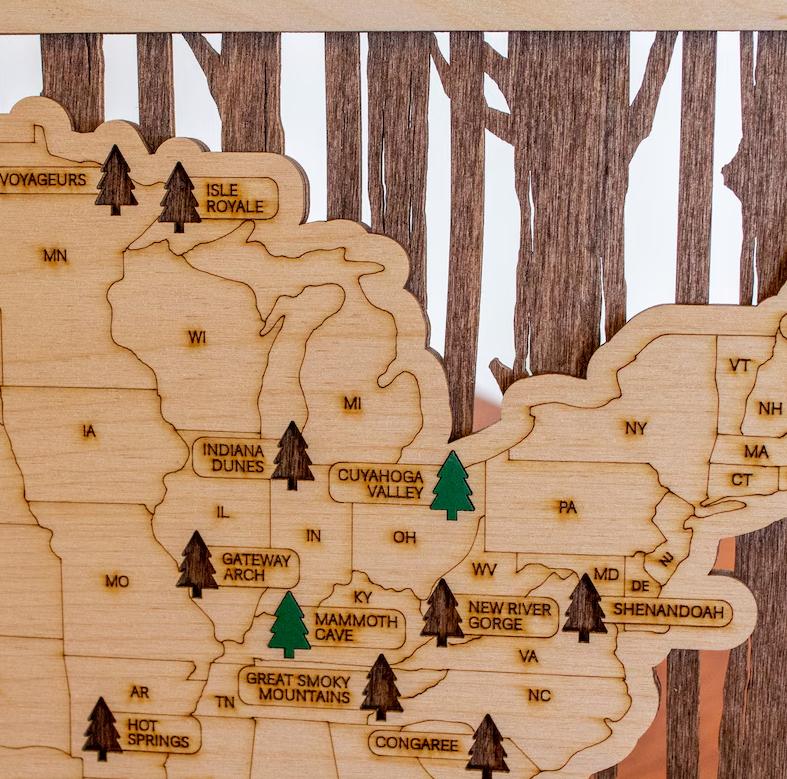 National Park Map, National Park Sign, Wooden, Gift, US National Parks Sign