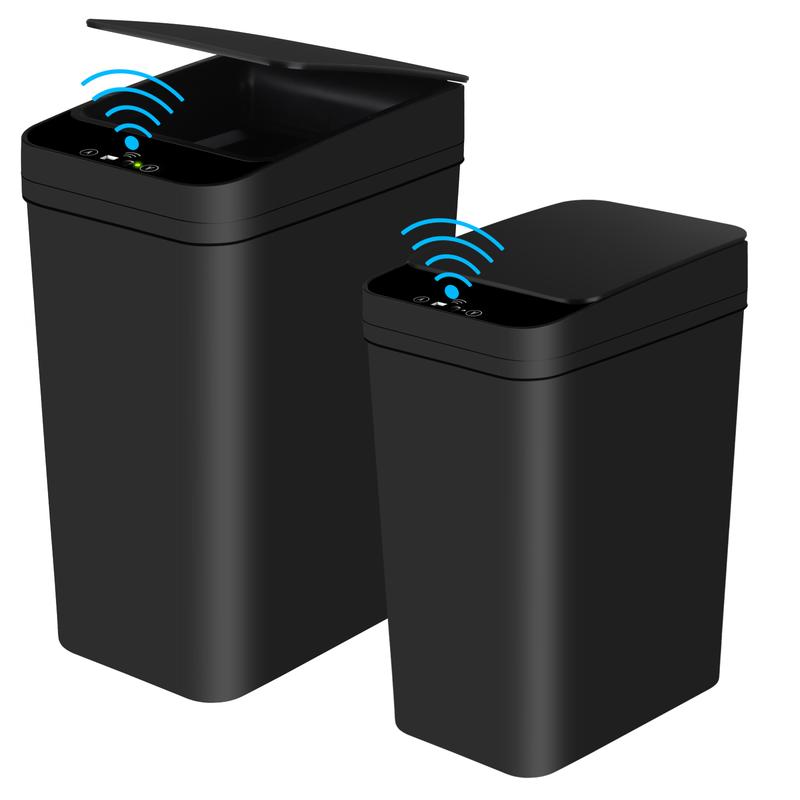 2 Pack 4 Gallon and 2.2 Gallon Bathroom Automatic Trash Can Touchless Smart Motion Sensor Garbage Can with Lids Small Narrow Electric Garbage Bin for Bedroom living Room Office