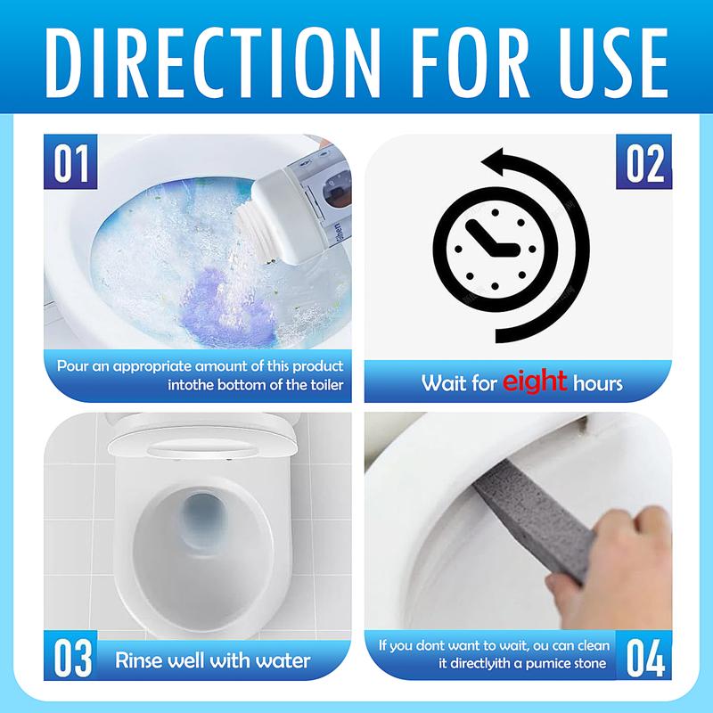 Powerful Toilet Bowl Cleaning Kit with 2 PCS Pumice Stone, Powerfully Cleans Hard Water Rings, Calcium Buildup and Stains, Suitable for Cleaning Toilet, Bathroom,Heavy Dirty Cleaning Kit Household