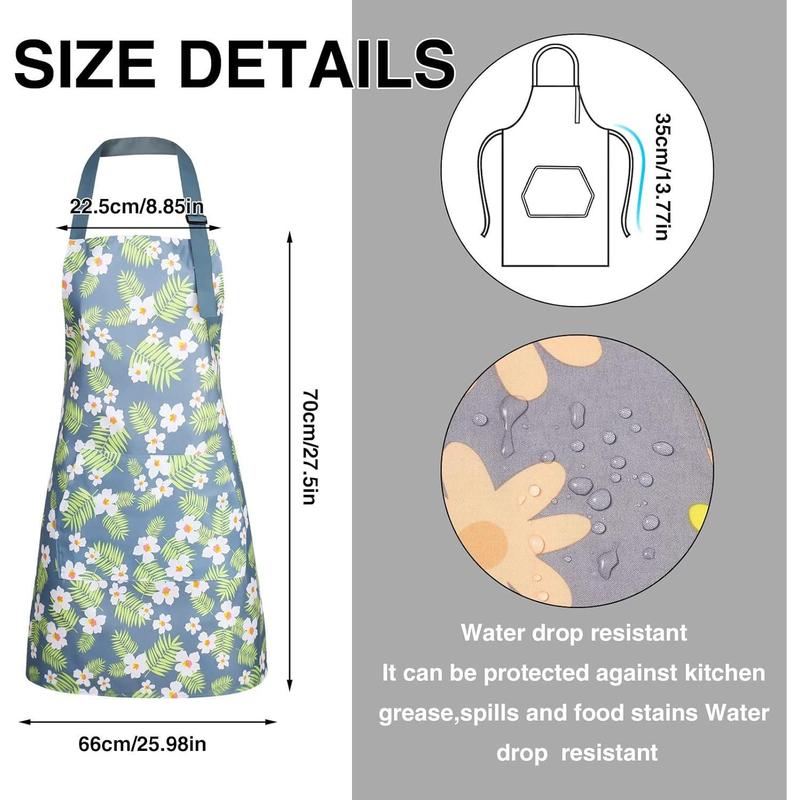 3 Pack Floral Aprons with Pocket, Blooming Womens Aprons Waterproof Adjustable Cooking Aprons for Kitchen Gardening and Salon