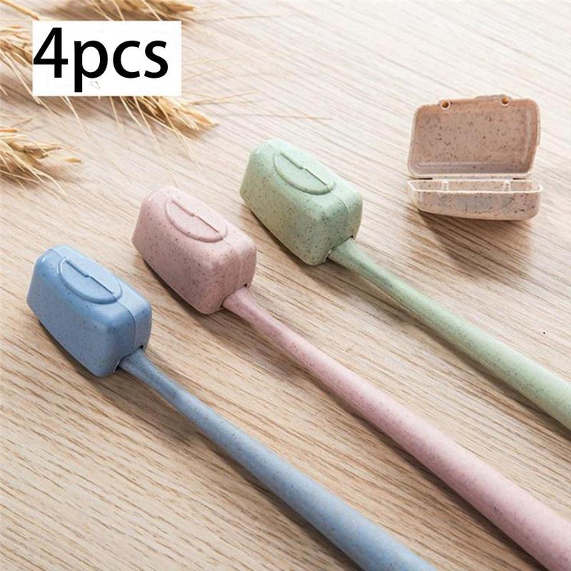 Random Color Toothbrush Head Cover, 4pcs Portable Mini Toothbrush Head Case Cover, Outdoor Travel Gadgets Supplies, Bathroom Accessories, Travel Essentials