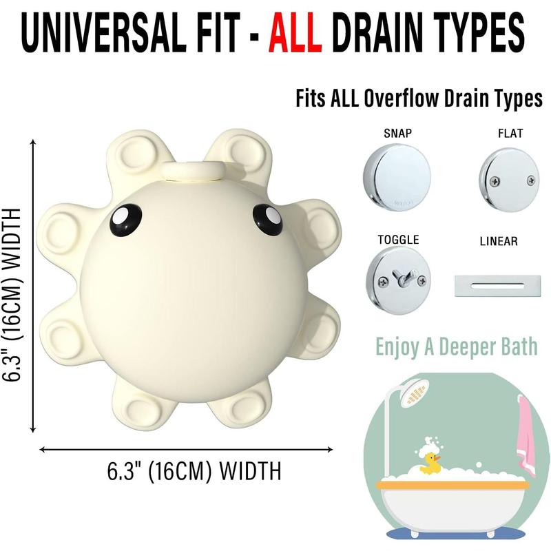 Bathtub Overflow Drain Cover Tub - tub Overflow Drain Cover, Soak Bath Overflow Drain Cover, Bathroom Spa Accessories, Adds Inches of Water for Deeper Bath Daisy Gift