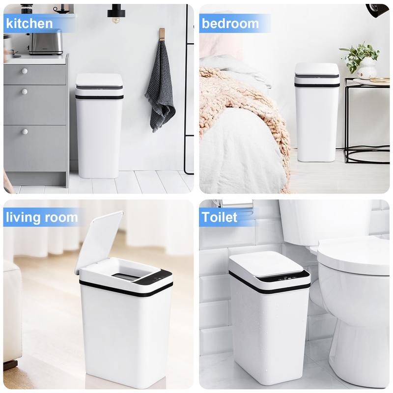 2 Pack 4 Gallon and 2.2 Gallon Bathroom Automatic Trash Can Touchless Smart Motion Sensor Garbage Can with Lids Small Narrow Electric Garbage Bin for Bedroom living Room Office