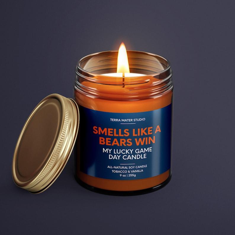 Smells Like A Bears Win Candle | Chicago Lucky Game Day Candle | Soy Candle | Bears Gift | Chicago Football Decor | Bears Candle