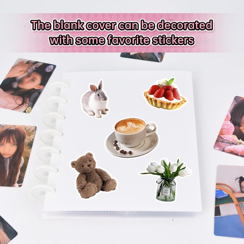 Kpop Photocard Binder 3 Inch Photocard Holder Book Sleeves with 30Pcs Inner Pages A5 Idol Business Card Collect 2×3 Polaroid Photo Album, White Decor