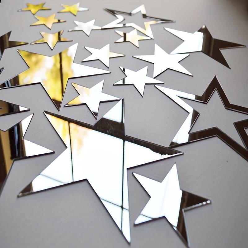 Star Shaped Acrylic Mirror Wall Decals, 19pcs set Self-adhesive Wall Mirror, Wall Decor for Home Bedroom Living Room