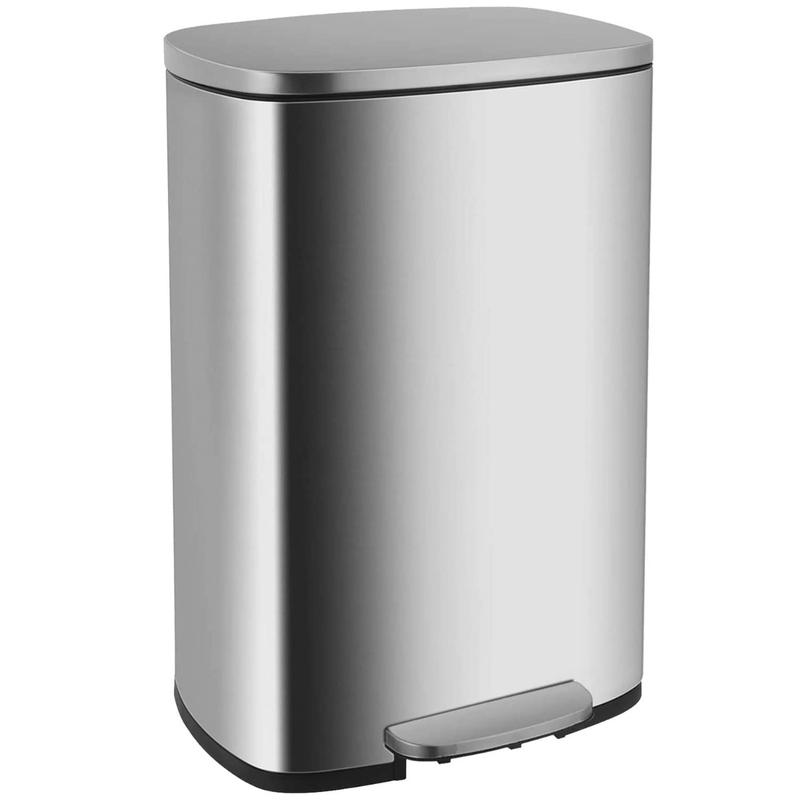 13 Gallon 50 L Garbage Can Kitchen Trash Can with Lid for Office Bedroom Bathroom Step Trash Bin Fingerprint-Proof Brushed Stainless Steel 13 Gallon   50 Liter