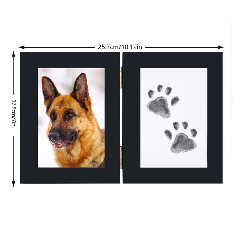 Wooden Photo Frame with 2 Counts Paper, 1 Count Foldable Pet Photo Frame, Pet Memorial Gift, Pet Supplies for Dog & Cat