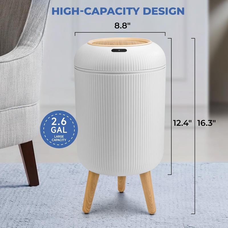 Pukomc Mother's Day Bathroom Trash Can with Lid 3.2 Gallon Narrow Trash Can Small Plastic Trash Bin 12 Liter Rectangular Plastic Garbage Can with Press Type Lid for Bedroom Bathroom Milk White