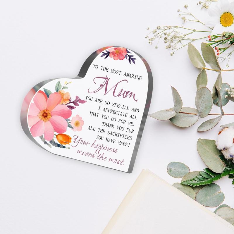 Thank You Gifts for Mom, Mother Appreciation Gifts from Daughter Son, Best Mom Ever Gifts, Birthday Day Gifts for Mom Mother, Inspirational Home Desk Decor Floral Sign Plaque