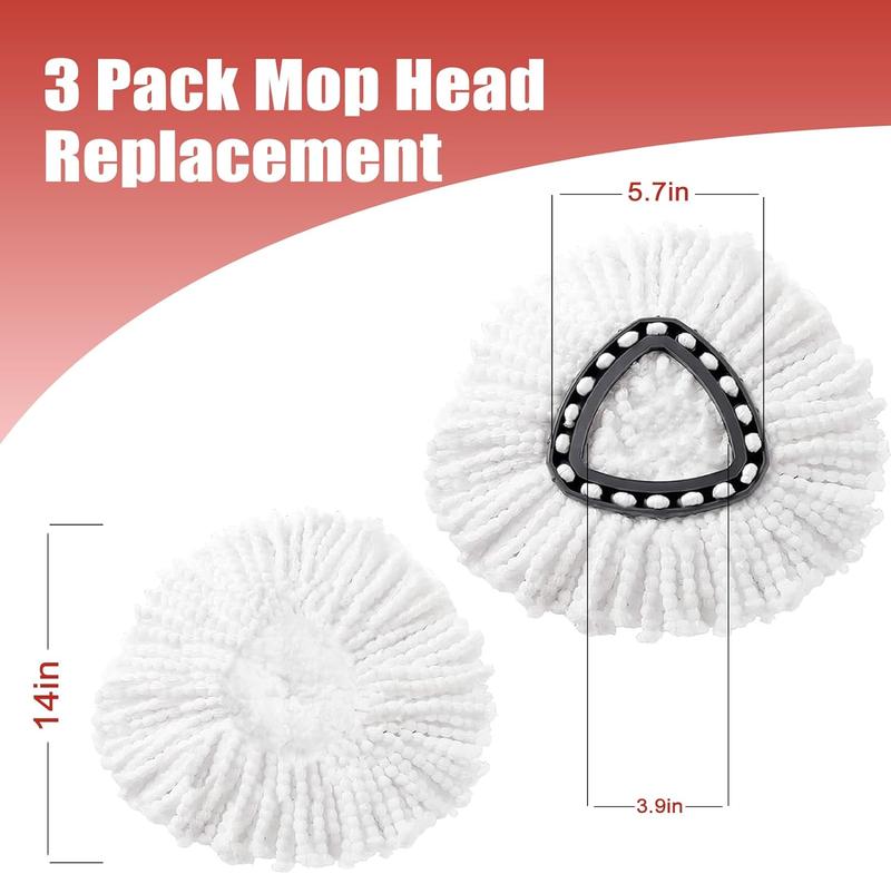 Mop Head Replacement, 3 Pack Spin Mop Refill Replace Head Compatible for Ocedar Easywring 1-Tank System  Microfiber Set floor mop