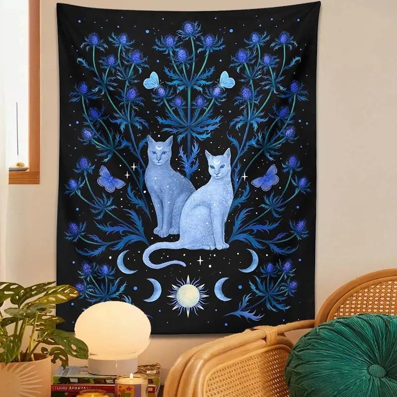 Decorative Cat Pattern Tapestry for Ramadan Decor, 1 Count Modern Hanging Blanket, Mean Girls Decorations, Wall Art Poster for Home Bedroom Living Room, Happy Ramadan Decorations, Bedroom Accessories