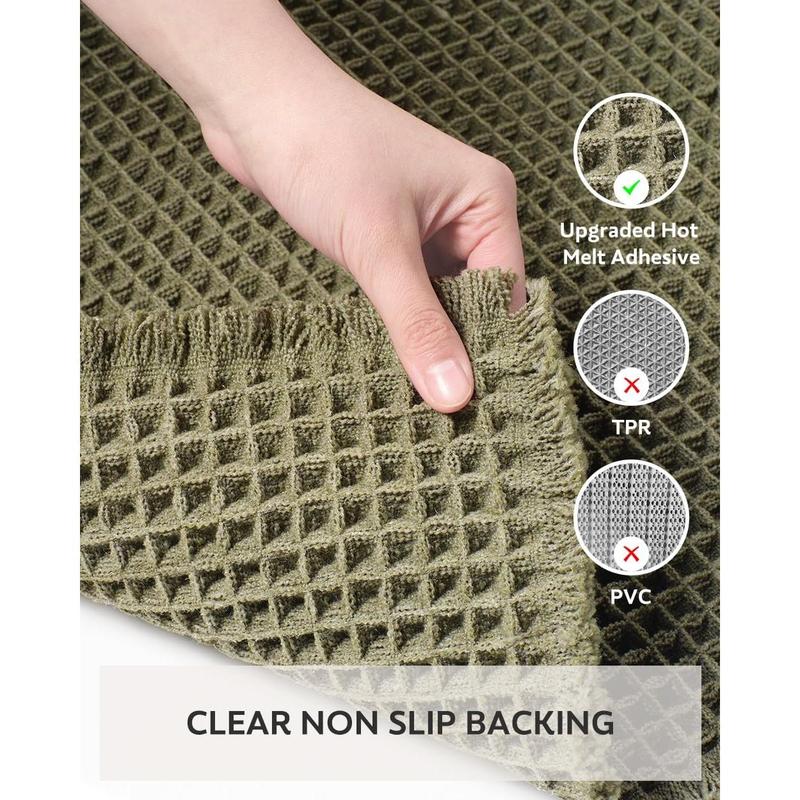 Waffle Bath Mat Rug, Super Absorbent Non Slip Bath Mats for Bathroom Mat Ultra Soft Bathmat Machine Washable Bathroom Rugs with Tassels, Bath Rugs for Bathroom Floor Beside Tub, 17