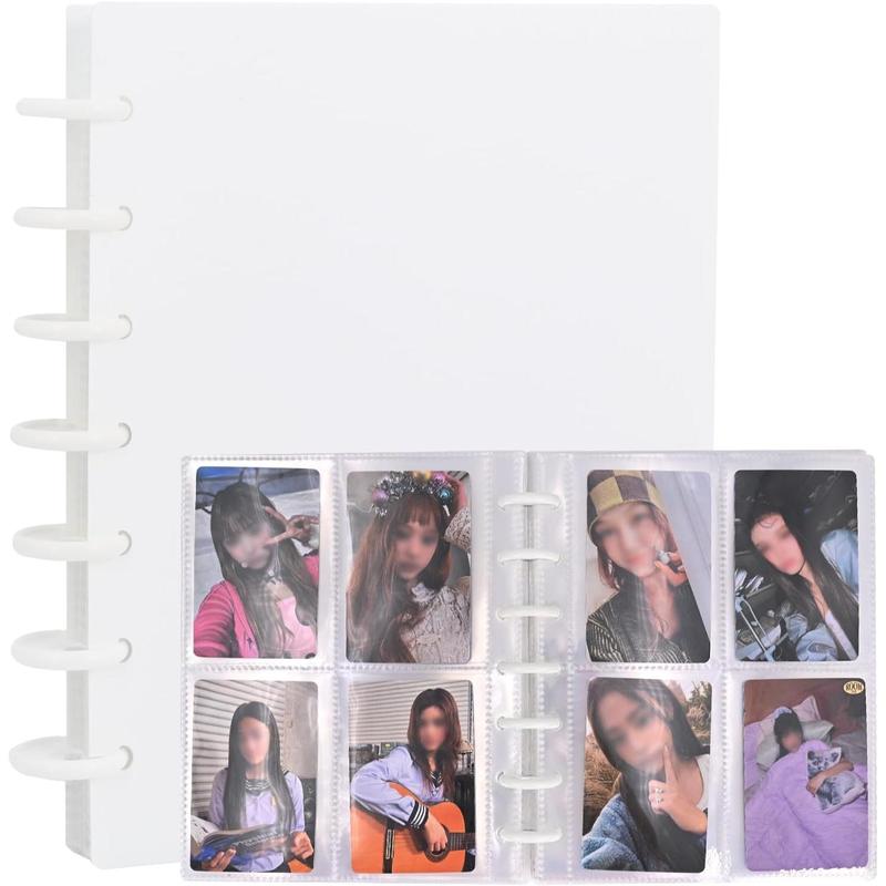 Kpop Photocard Binder 3 Inch Photocard Holder Book Sleeves with 30Pcs Inner Pages A5 Idol Business Card Collect 2×3 Polaroid Photo Album, White Decor