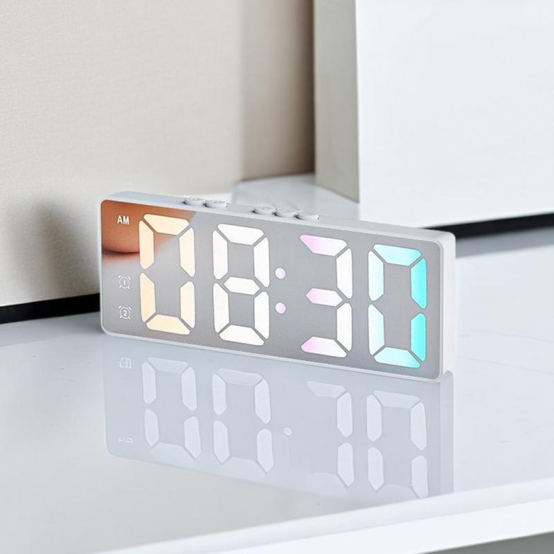 Room Decor Mirror LED Electronic Clock, Alarm Clock, Battery & Plug-in Power Supply, Desktop Clock for Bedroom & Office (without Battery), Boyfriend Gifts, Home Decor