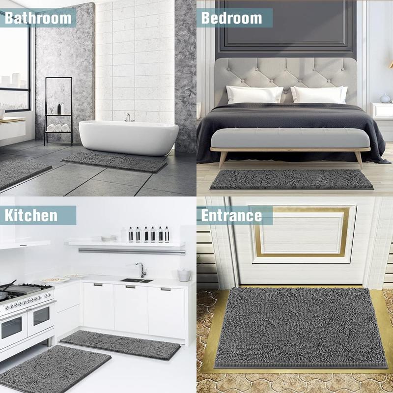 Shilucheng Luxury Soft Chenille Rugs -Wash Free Anti-skid Mats & Rugs- Water Absorbent Rain Showers - Plush Unique Rugs for Bathtubs