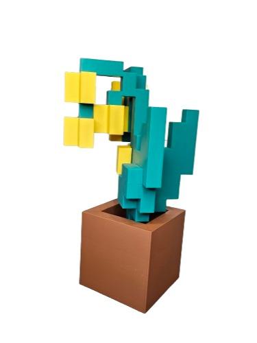 Minecraft Inspired Lily 3d Printed With Pot - Minecraft Decor - Home Decor - Artificial Flower